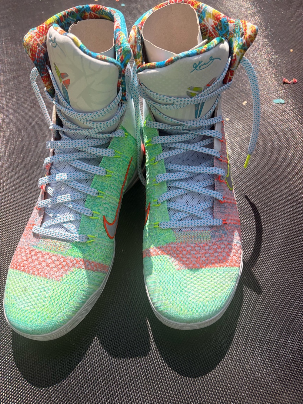 Nike Kids High-Top Sneakers - Light Green, Coral, White, Blue - Picture 2 of 2